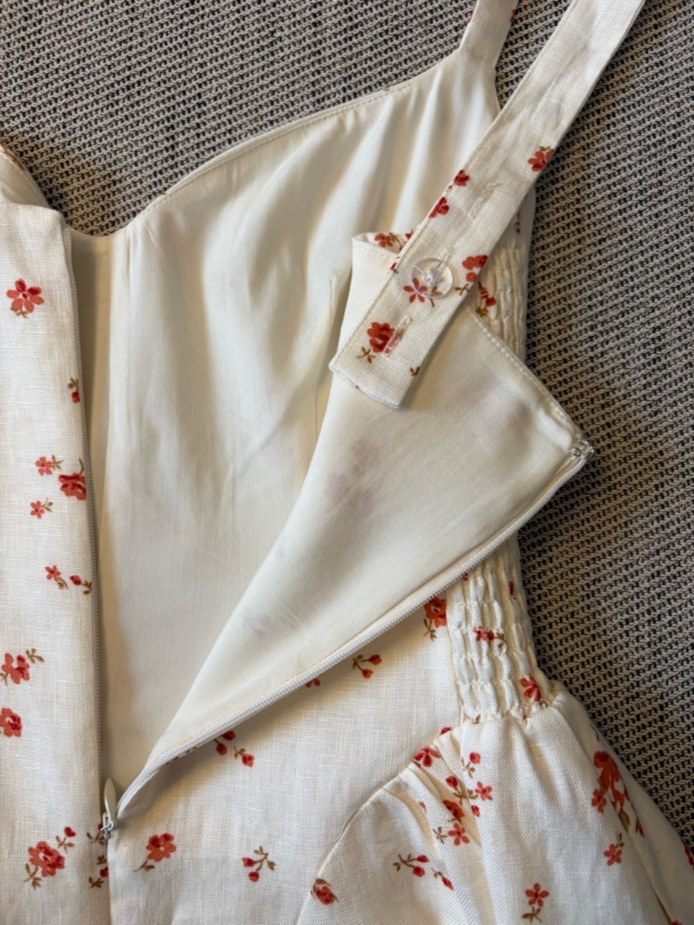 NEW Reformation Birdie Linen Sleeveless Midi Dress Lovie Cream Floral US 0 UK 4 - Picture 13 of 16